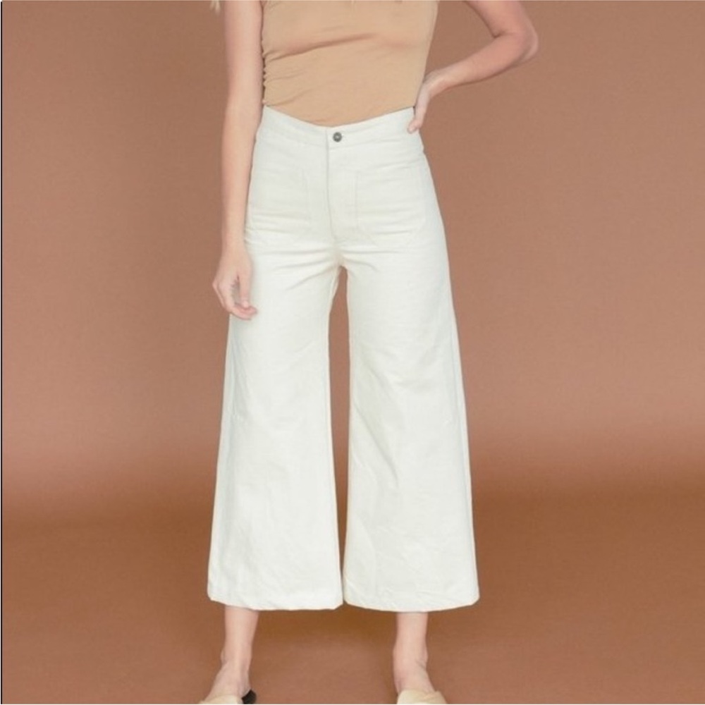 Women's Wide-Leg Cream Jeans